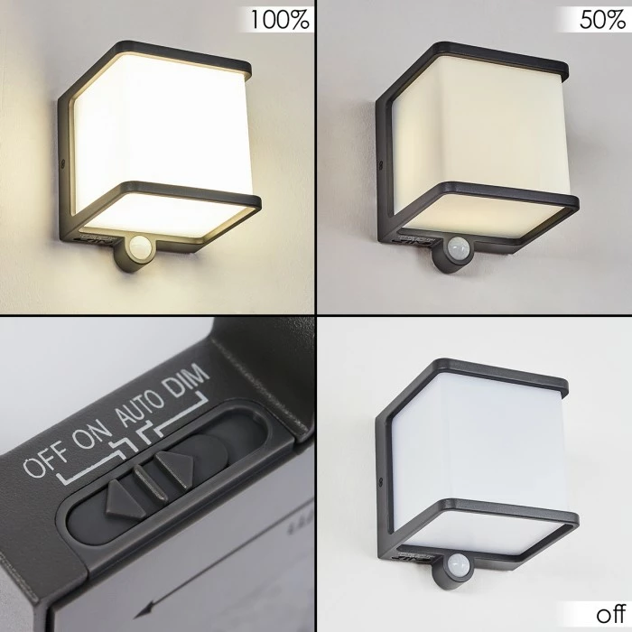 Hofstein Burseryd Solar-Außenwandleuchte LED Anthrazit, 1-flammig, Bewegungsmelder 4 Hofstein Burseryd Solar-Außenwandleuchte LED Anthrazit, 1-flammig, Bewegungsmelder – Bild 2