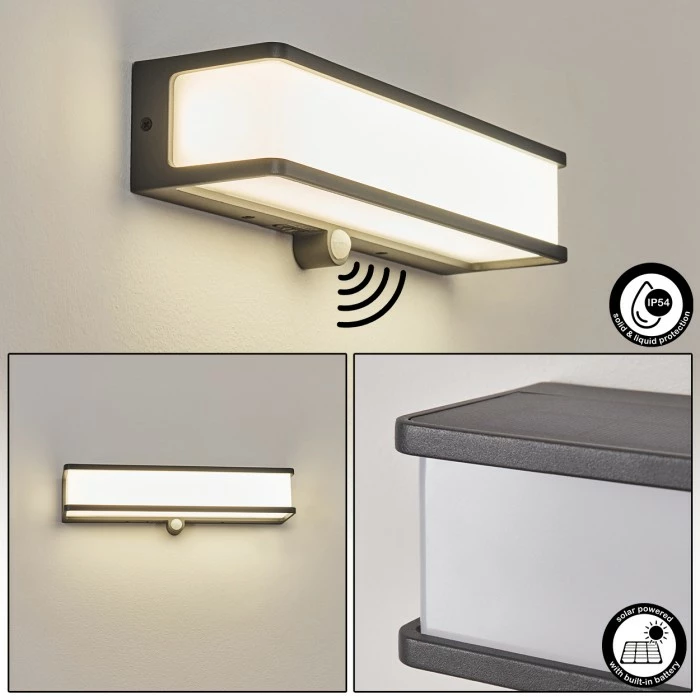 Hofstein Burseryd Solarwandleuchte LED Anthrazit, 1-flammig, Bewegungsmelder 3 Hofstein Burseryd Solarwandleuchte LED Anthrazit, 1-flammig, Bewegungsmelder
