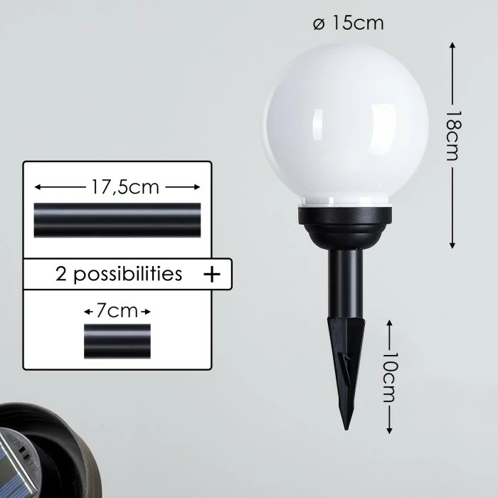 Hofstein Campinas Solar-Kugelleuchte LED Schwarz, Weiß, 1-flammig 4 Hofstein Campinas Solar-Kugelleuchte LED Schwarz, Weiß, 1-flammig – Bild 2