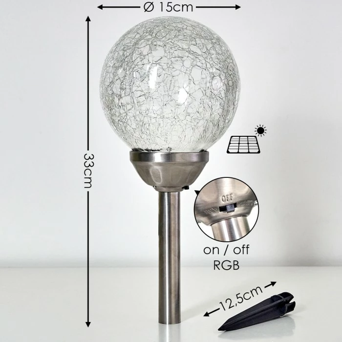 Hofstein Carbonia Solar-Wegeleuchte LED Silber, 2-flammig, Farbwechsler 4 Hofstein Carbonia Solar-Wegeleuchte LED Silber, 2-flammig, Farbwechsler – Bild 2