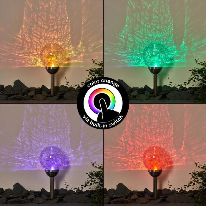 Hofstein Carbonia Solar-Wegeleuchte LED Silber, 2-flammig, Farbwechsler 6 Hofstein Carbonia Solar-Wegeleuchte LED Silber, 2-flammig, Farbwechsler – Bild 4