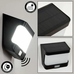 Hofstein Colchagua Solarwandleuchte LED Schwarz, Weiß, 1-flammig, Bewegungsmelder