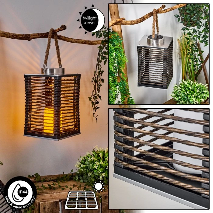 Hofstein Emboque Solarhängeleuchte LED Nickel-Matt, Schwarz, Braun, Naturfarben, 1-flammig 3 Hofstein Emboque Solarhängeleuchte LED Nickel-Matt, Schwarz, Braun, Naturfarben, 1-flammig