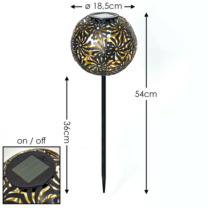 Hofstein Gilbert Solarleuchte LED Schwarz, 1-flammig 4 Hofstein Gilbert Solarleuchte LED Schwarz, 1-flammig – Bild 2