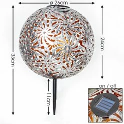 Hofstein Gilbert Solarleuchte LED Gold, Altsilber, 1-flammig -Günstiges Solarleuchten Geschäft gilbert solarleuchte h3331446 1
