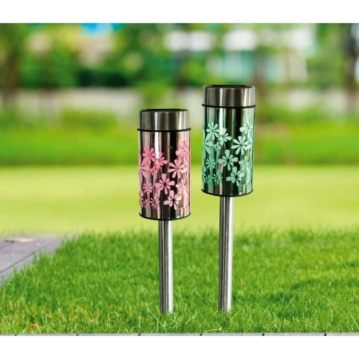 Globo 2er Set Solarleuchte LED Edelstahl, 2-flammig, Farbwechsler 4 Globo 2er Set Solarleuchte LED Edelstahl, 2-flammig, Farbwechsler – Bild 2