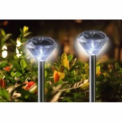 Globo 2er Set Solarleuchte LED Edelstahl, 1-flammig -Günstiges Solarleuchten Geschäft globo 2er set solarleuchte 33956 2 2