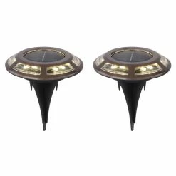 Globo 2er Set Solarleuchte LED Schwarz, Kupferfarben, 12-flammig -Günstiges Solarleuchten Geschäft globo 2er set solarleuchte 36415 2 2