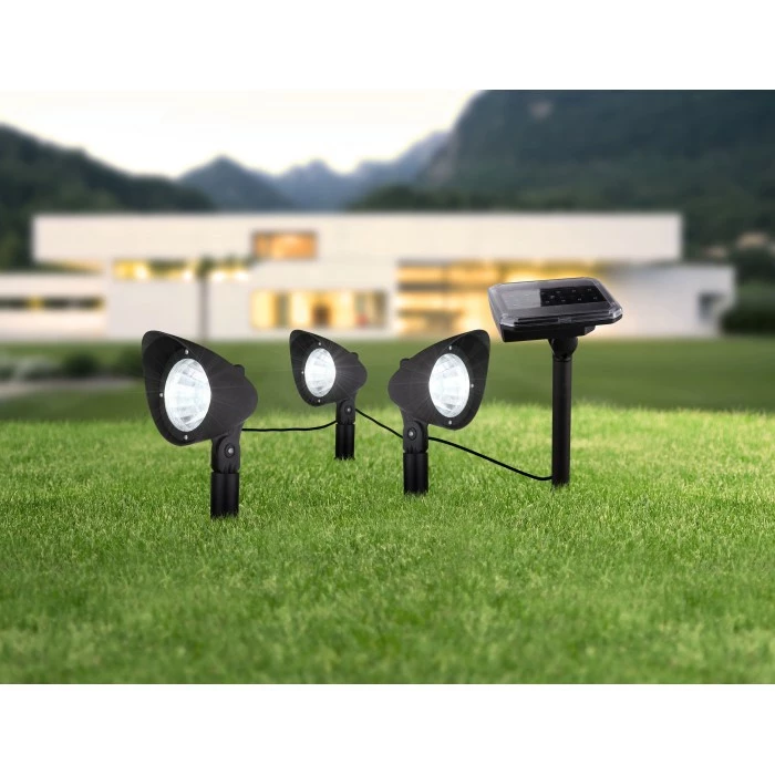 Globo 3er Set Solarleuchte LED Schwarz, 3-flammig 4 Globo 3er Set Solarleuchte LED Schwarz, 3-flammig – Bild 2