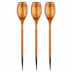 Globo 3er Set Solarleuchte LED Kupferfarben, 12-flammig -Günstiges Solarleuchten Geschäft globo 3er set solarleuchte 33536 3k 4