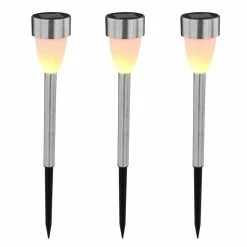 Globo 3er Set Solarleuchte LED Edelstahl, 3-flammig -Günstiges Solarleuchten Geschäft globo 3er set solarleuchte 33576 3 1
