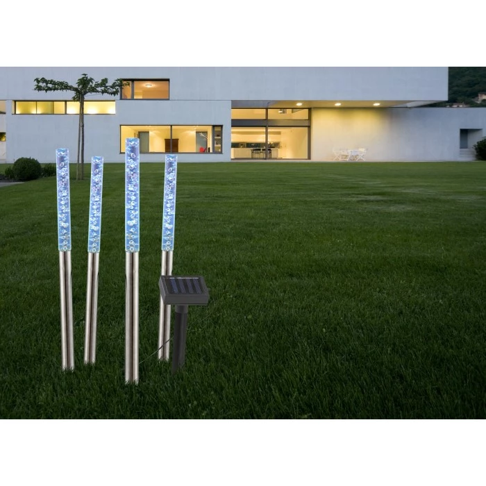 Globo 4er Set Solar-Wegeleuchte LED Edelstahl, 4-flammig 3 Globo 4er Set Solar-Wegeleuchte LED Edelstahl, 4-flammig