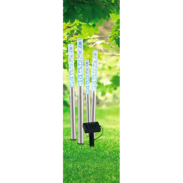 Globo 4er Set Solar-Wegeleuchte LED Edelstahl, 4-flammig 4 Globo 4er Set Solar-Wegeleuchte LED Edelstahl, 4-flammig – Bild 2