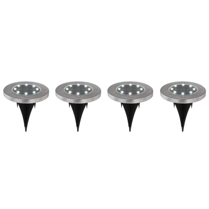 Globo 4er Set Solarleuchte LED Edelstahl, 8-flammig 5 Globo 4er Set Solarleuchte LED Edelstahl, 8-flammig – Bild 3