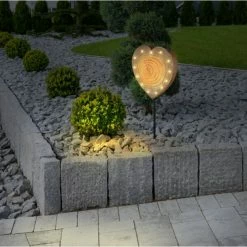 Globo HERZ Solarleuchte LED Schwarz, Holzoptik, 13-flammig