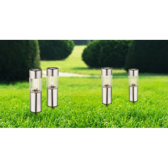 Globo Solar 4er Set Wegeleuchten LED Edelstahl, 4-flammig 4 Globo Solar 4er Set Wegeleuchten LED Edelstahl, 4-flammig – Bild 2