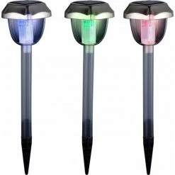 Globo SOLAR AL Solarleuchtenset 3tlg. LED Edelstahl, 1-flammig -Günstiges Solarleuchten Geschäft globo solar al solarleuchtenset 3tlg 33080 3 2