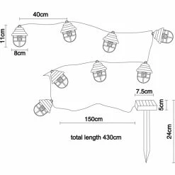 Globo Solar-Lichterkette LED Schwarz, 8-flammig 9 Globo Solar-Lichterkette LED Schwarz, 8-flammig -Günstiges Solarleuchten Geschäft globo solar lichterkette 33059 8 3
