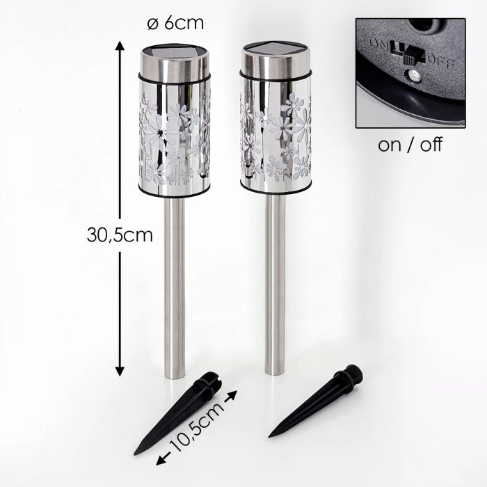 Hofstein Gorizia Solarleuchte LED Edelstahl, 2-flammig, Farbwechsler 4 Hofstein Gorizia Solarleuchte LED Edelstahl, 2-flammig, Farbwechsler – Bild 2