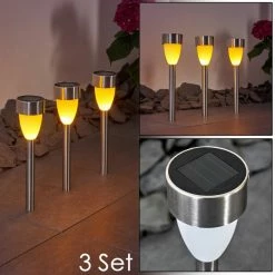 Hofstein Gorizia Solarleuchte LED Edelstahl, 3-flammig