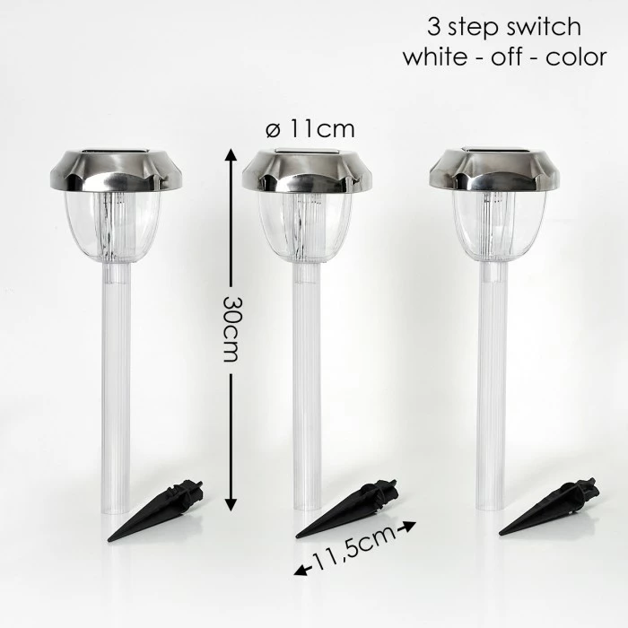 Hofstein Groningen 3er Set Solarleuchte LED Edelstahl, Transparent, Klar, 2-flammig, Farbwechsler 4 Hofstein Groningen 3er Set Solarleuchte LED Edelstahl, Transparent, Klar, 2-flammig, Farbwechsler – Bild 2