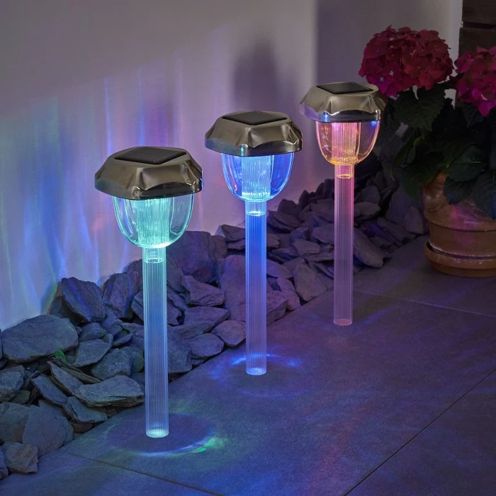 Hofstein Groningen 3er Set Solarleuchte LED Edelstahl, Transparent, Klar, 2-flammig, Farbwechsler 6 Hofstein Groningen 3er Set Solarleuchte LED Edelstahl, Transparent, Klar, 2-flammig, Farbwechsler – Bild 4