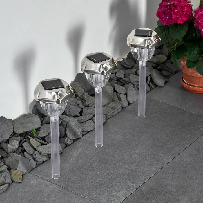 Hofstein Groningen 3er Set Solarleuchte LED Edelstahl, Transparent, Klar, 2-flammig, Farbwechsler 7 Hofstein Groningen 3er Set Solarleuchte LED Edelstahl, Transparent, Klar, 2-flammig, Farbwechsler – Bild 5