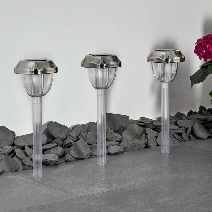 Hofstein Groningen 3er Set Solarleuchte LED Edelstahl, Transparent, Klar, 2-flammig, Farbwechsler 11 Hofstein Groningen 3er Set Solarleuchte LED Edelstahl, Transparent, Klar, 2-flammig, Farbwechsler – Bild 9