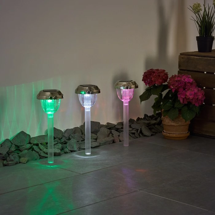 Hofstein Groningen 3er Set Solarleuchte LED Edelstahl, Transparent, Klar, 2-flammig, Farbwechsler 12 Hofstein Groningen 3er Set Solarleuchte LED Edelstahl, Transparent, Klar, 2-flammig, Farbwechsler – Bild 10