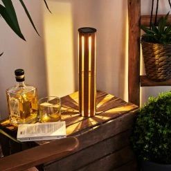 Hofstein Hankinson Solarleuchte LED Schwarz, Kupferfarben, Holz dunkel, 1-flammig -Günstiges Solarleuchten Geschäft hankinson solarleuchte h3419991 10