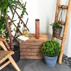 Hofstein Hankinson Solarleuchte LED Schwarz, Kupferfarben, Holz dunkel, 1-flammig -Günstiges Solarleuchten Geschäft hankinson solarleuchte h3419991 11