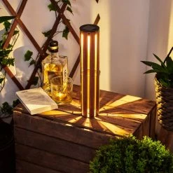 Hofstein Hankinson Solarleuchte LED Schwarz, Kupferfarben, Holz dunkel, 1-flammig -Günstiges Solarleuchten Geschäft hankinson solarleuchte h3419991 6