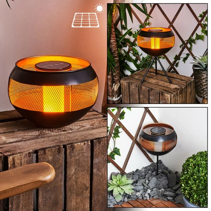 Hofstein Harimal Solar-Tischleuchte LED Schwarz, Kupferfarben, 24-flammig 3 Hofstein Harimal Solar-Tischleuchte LED Schwarz, Kupferfarben, 24-flammig