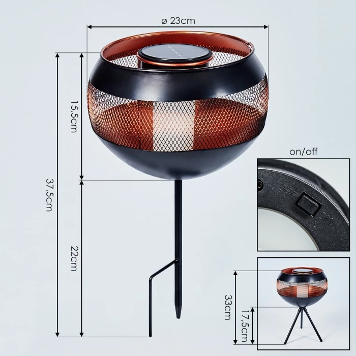 Hofstein Harimal Solar-Tischleuchte LED Schwarz, Kupferfarben, 24-flammig 6 Hofstein Harimal Solar-Tischleuchte LED Schwarz, Kupferfarben, 24-flammig – Bild 4