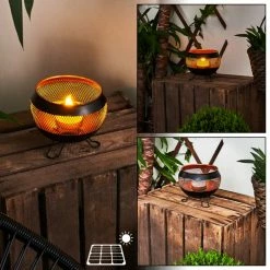 Hofstein Harimal Solarleuchte LED Schwarz, Kupferfarben, 1-flammig