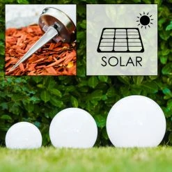 Hofstein Kugelleuchte Solar LED Edelstahl, 2-flammig