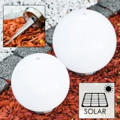 Hofstein Kugelleuchten Set Solar LED Edelstahl, 2-flammig
