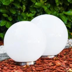 Hofstein Kugelleuchten Set Solar LED Edelstahl, 2-flammig 12 Hofstein Kugelleuchten Set Solar LED Edelstahl, 2-flammig -Günstiges Solarleuchten Geschäft kugelleuchten set solar h169279 h169262 2