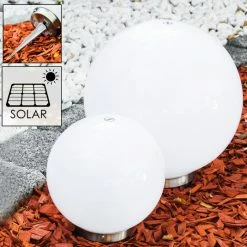 Hofstein Kugelleuchten Set Solar LED Edelstahl, 2-flammig