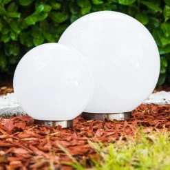 Hofstein Kugelleuchten Set Solar LED Edelstahl, 2-flammig -Günstiges Solarleuchten Geschäft kugelleuchten set solar h169286 h169262 4