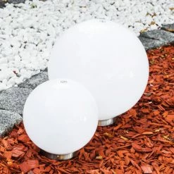 Hofstein Kugelleuchten Set Solar LED Edelstahl, 2-flammig -Günstiges Solarleuchten Geschäft kugelleuchten set solar h169286 h169262 6