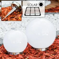 Hofstein Kugelleuchten Set Solar LED Edelstahl, 2-flammig