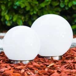 Hofstein Kugelleuchten Set Solar LED Edelstahl, 2-flammig -Günstiges Solarleuchten Geschäft kugelleuchten set solar h169293 h169286 2