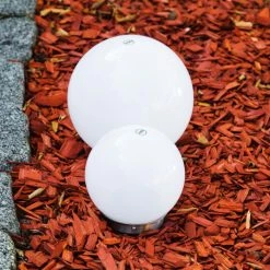 Hofstein Kugelleuchten Set Solar LED Edelstahl, 2-flammig -Günstiges Solarleuchten Geschäft kugelleuchten set solar h169293 h169286 6