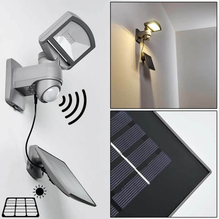 Hofstein Larvik Solar-Außenwandleuchte LED Grau, 1-flammig, Bewegungsmelder 3 Hofstein Larvik Solar-Außenwandleuchte LED Grau, 1-flammig, Bewegungsmelder