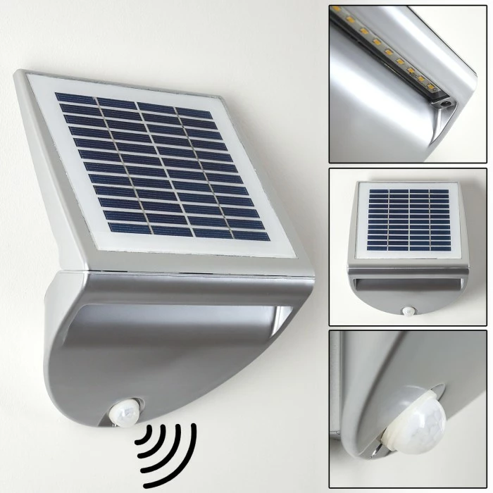 Hofstein Lesum Solar-Außenwandleuchte LED Silber, 1-flammig, Bewegungsmelder 3 Hofstein Lesum Solar-Außenwandleuchte LED Silber, 1-flammig, Bewegungsmelder