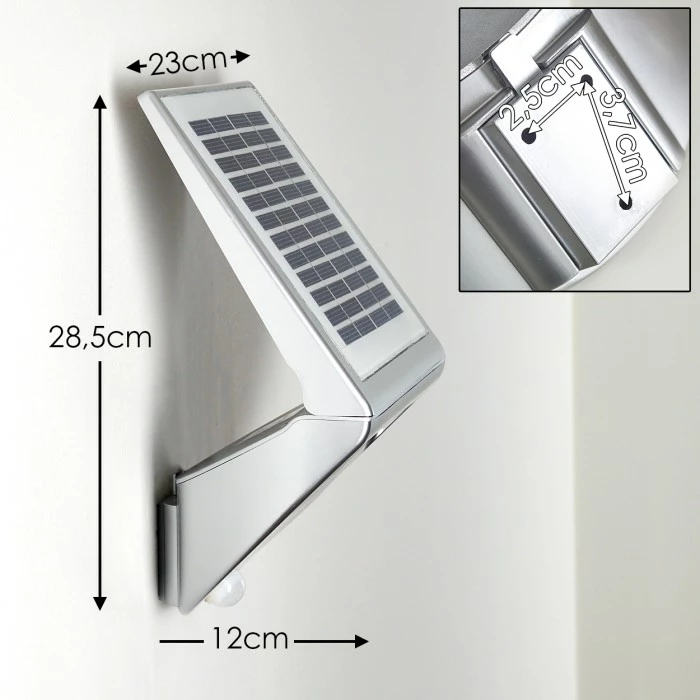 Hofstein Lesum Solar-Außenwandleuchte LED Silber, 1-flammig, Bewegungsmelder 4 Hofstein Lesum Solar-Außenwandleuchte LED Silber, 1-flammig, Bewegungsmelder – Bild 2