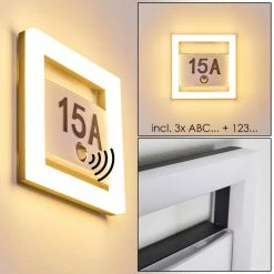 Hofstein Louisville Hausnummernleuchte LED Grau, 1-flammig, Bewegungsmelder