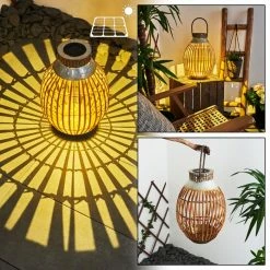 Hofstein Mazomanie Solarleuchte LED Rostfarben, Holz hell, 1-flammig