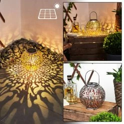 Hofstein Moreland Solarleuchte LED Schwarz, Silber, Kupferfarben, 1-flammig